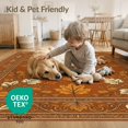 thumbnail image 4 of ODIKA 8'x10' Washable Area Rug Vinyl Orange Seasonal Motif Decorative Scrolling Frame Bedside for Dining Room, Large Office, Lounge, Non-Slip Chair-Friendly Mat, 4 of 7