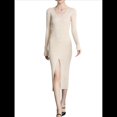 thumbnail image 3 of Vestido Tipo Suéter con Cuello en V, Abertura Frontal y Botones Acanalados para Mujer Crema L, 3 of 7