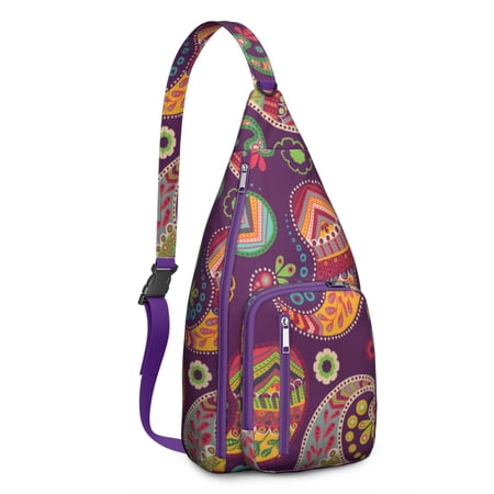 Abstract Paisley Chest Bag - Artistic Geometric Print Sling Backpack (Ethnic Decorative Design)