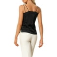thumbnail image 3 of INSPIRE CHIC Women's Satin Tank Top V Neck Basic Silky Double Strap Sleeveless Blouse M Black, 3 of 6