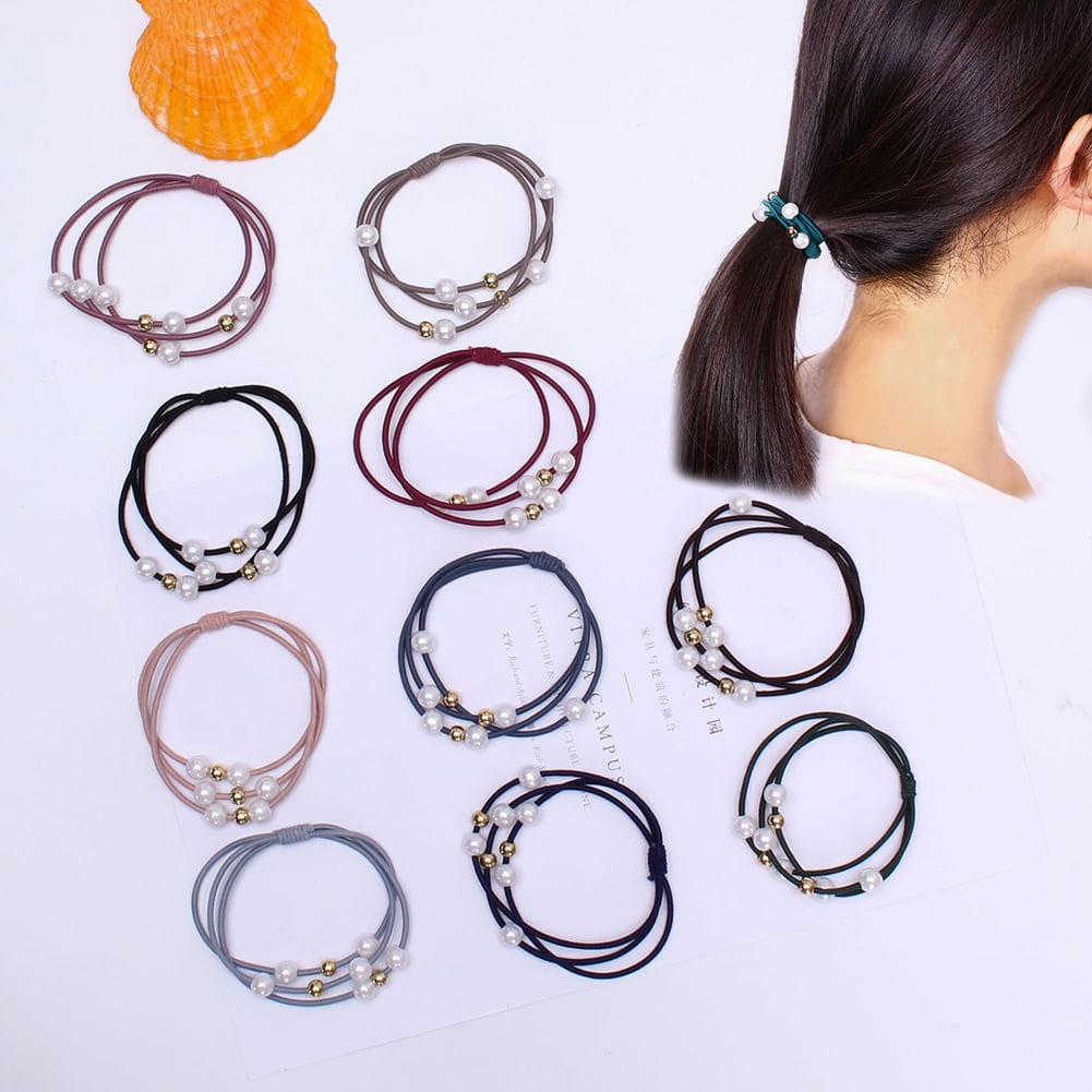 Durable Three Layered Small Silver Bean Hair Rope Elastic Hair Bands Korean Head Ponytail Tie Girl Women Accesorios,3