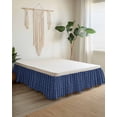 thumbnail image 2 of Navy Blue Striped Wrap Around Bed Skirts for Queen Bed 18" Drop,Bed Skirt with Adjustable Elastic Belt Dust Ruffle Bed Valance for Bedroom Hotel Modern Abstract Art Geometric Stripes Bed Frame Cover, 2 of 7