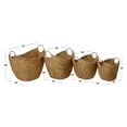 thumbnail image 4 of DecMode 14", 16", 19", 21"W Brown Seagrass Handmade Woven Curved Storage Basket with Silver Metal Handles, 4-Pieces, 4 of 13