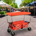 thumbnail image 5 of Creative Outdoor Foldable Wagon with Canopy and All Terrain Wheels, 150lbs Weight Capacity, Forest Diamond, 5 of 5