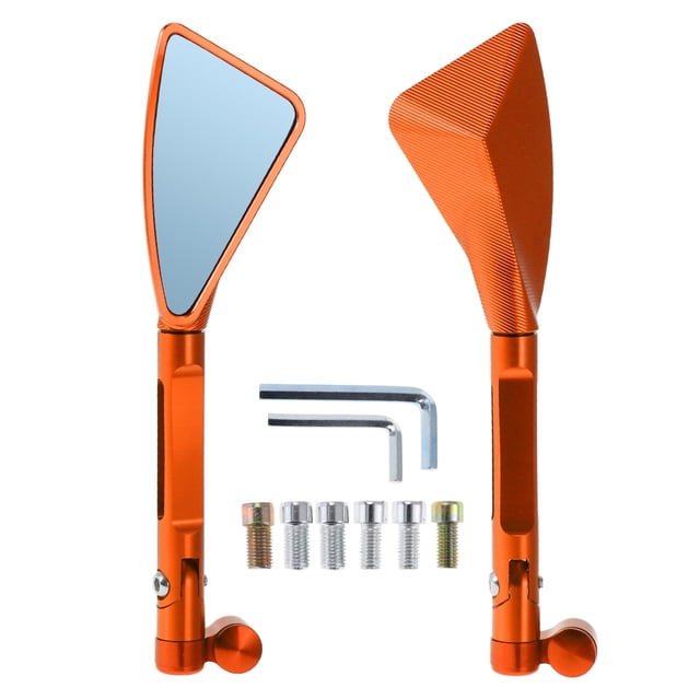 Espejos retrovisores traseros de motocicleta Unique Bargains, espejo lateral ajustable de aleación de aluminio, 1 juego, naranja, forma triangular M8/M10