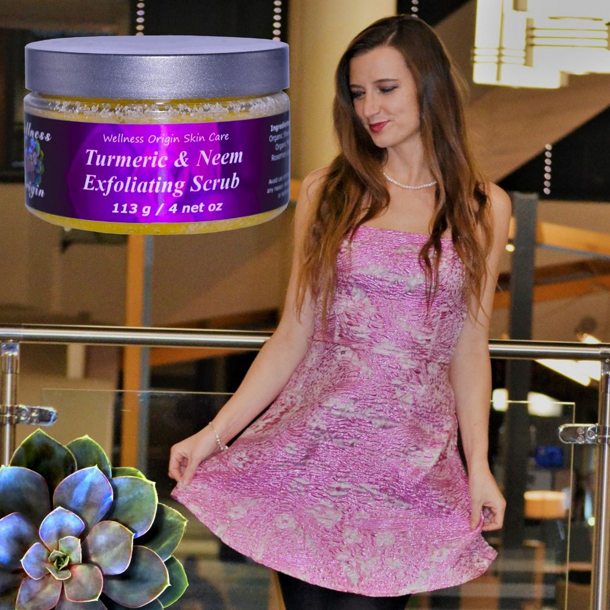 Wellness Origin Turmeric & Neem Exfoliating Scrub | Anti-Inflammatory,  Nourish,  Soothes the Skin 4 oz