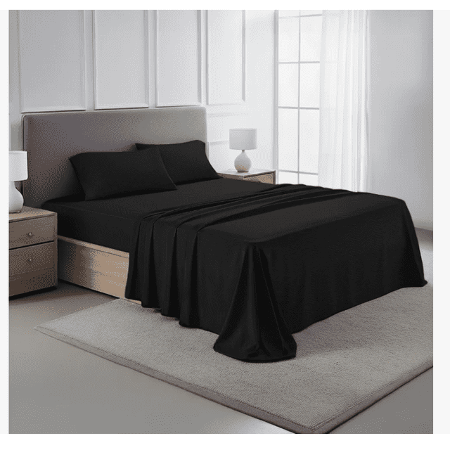 Juego De Sábanas Matrimonial 100% Microfibra Modelo Negro