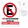 thumbnail image 1 of Señalamiento: "No estacionarse. Zona de carga y descarga" color blanco y rojo. Impreso sobre plástico estireno calibre 40, medidas: 26 x 36 cm, para exteriores. Letrero, Señal prohibitiva., 1 of 4