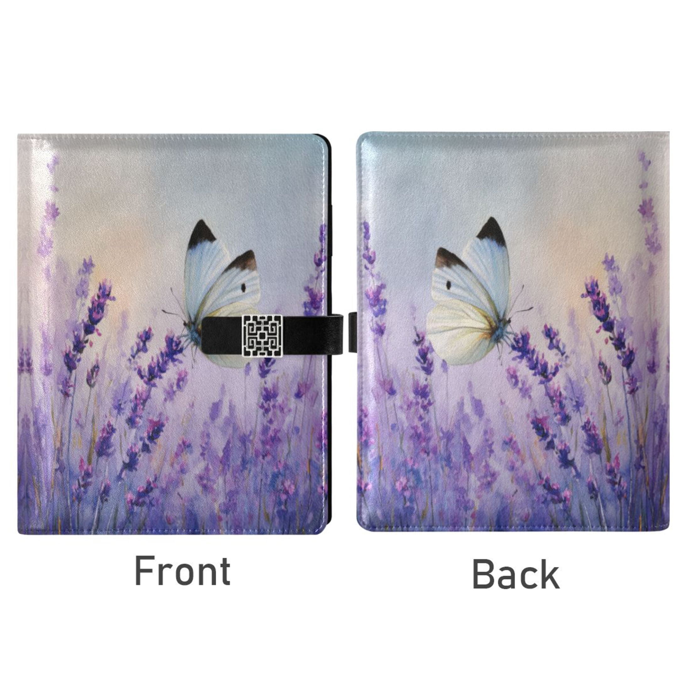 Leather Planner Leather Notebook Notebook Journal Binder Design Pen Pocket Design Convenient for Storage Watercolor Purple Butterfly