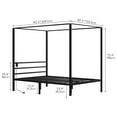 thumbnail image 2 of Dextrus Queen Size Four Poster Canopy Bed Frame, No Box Spring Required, Black, 2 of 5