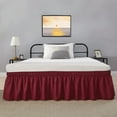 thumbnail image 3 of Wrap Around Bed Skirts 14" Drop, Fully Elastic Dust Ruffle, Soft and Luxury, Fade Resistant, Machine Washable Luxurious Fabric, Twin Size - Burgundy Solid., 3 of 4