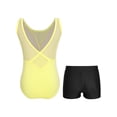 thumbnail image 2 of Sinleey Girls Mesh V-Neck Ballet Dance Leotard Outfits Gymnastics Athletic Bodysuit with Shorts Yellow 10, 2 of 7