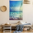 thumbnail image 2 of Ocean Tapestry, Tropical Island Paradise Beach at Sunset Time with Waves and the Misty Sea Image, Wall Hanging for Bedroom Living Room Dorm Decor, 40W X 60L Inches, Cream Turquoise, by Ambesonne, 2 of 5