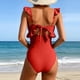 thumbnail image 4 of Trajes de Baño de Corte Alto para Mujeres de Color Sólido con Cojín de Pecho, sin Soporte de Acero Traje de Baño Dividido con Cordón Suelto, Cintura Alta, 4 of 7