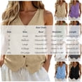 thumbnail image 4 of Womens Tank Tops Plus Size Fashion Botton Spring And Summer Casual Solid Color Imitation Cotton and Linen V-neck Top, 4 of 8