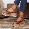thumbnail image 6 of Xfvqtps Womens Wedge Heel Sandals Twist Bow Adjustable Ankle Buckle Strap Metallic Summer Beach Vacation Bohemian Casual Comfortable Shoes, 6 of 9