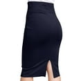 thumbnail image 4 of Moa Collection Women's High Rise Knee-Length Pencil Skirt with Slit, 4 of 4