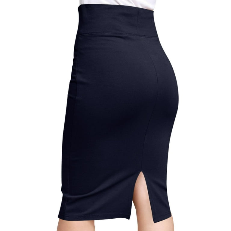 MAZE Collection Scuba Pencil Skirt Knee Length Side Pockets Stretch Front  Bow