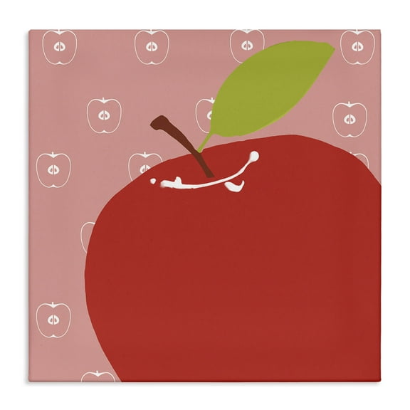 Stupell Industries Bright Apple Fruit Food & Beverage Painting Wrapped Canvas Art Print Wall Art, 17 x 17