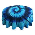 thumbnail image 4 of Blue Tie Dye Mandala Pattern Round Tablecloth 60"x60",Wrinkle Wipeable Table Cloth for Kitchen Dining Room Picnic Patio Party, 4 of 6