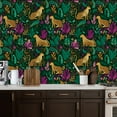 thumbnail image 2 of Cheetah Peel and Stick Wallpaper 17.7in x 9.8ft Golden Leopards Vibrant Tropical Foliage Contact Paper Vinyl Waterproof Self Adhesive Wall Paper for Bedroom Shelf Cabinet Renter Friendly, 2 of 8