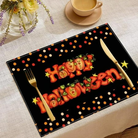 

Xubond Kitchen Essentials Halloween Placemats Pumpkin Heat Washable Table Place Mats For Kitchen Dining Decoration Placemats Black Halloween Placemats Set Of 6