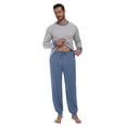 thumbnail image 3 of GIRUNS Men's Pajamas Set Long Sleeve Sleepwear Jogger Pants Soft Loungewear with Pockets Gray Blue L, 3 of 7
