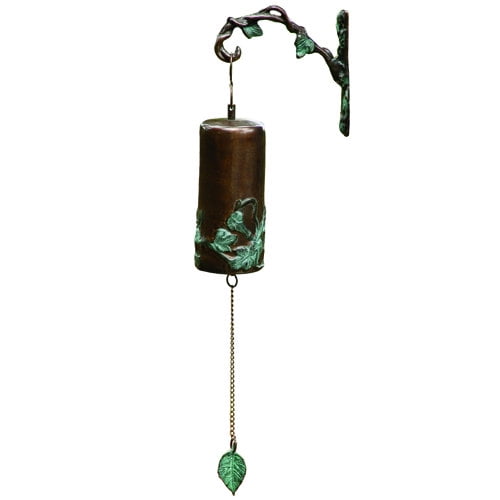 Morning Glory Flower Design Brass Bell Garden Chime in Antique Bronze