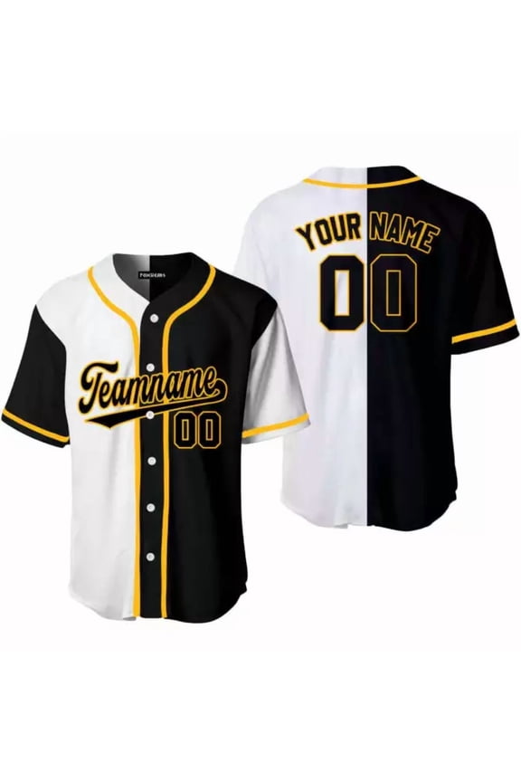 Custom Black White Split Gold Baseball Jerseys For Men & Women JN1255_7927 - Hot Sale 2026