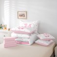 thumbnail image 6 of meiyoeat Chic Bow Tie 7 Pieces Full Size Bedding Sets For Bowknot Girls,Pink Initial Letter M Full Size Bed in a Bag For Kids,Pink Reversible, 6 of 7