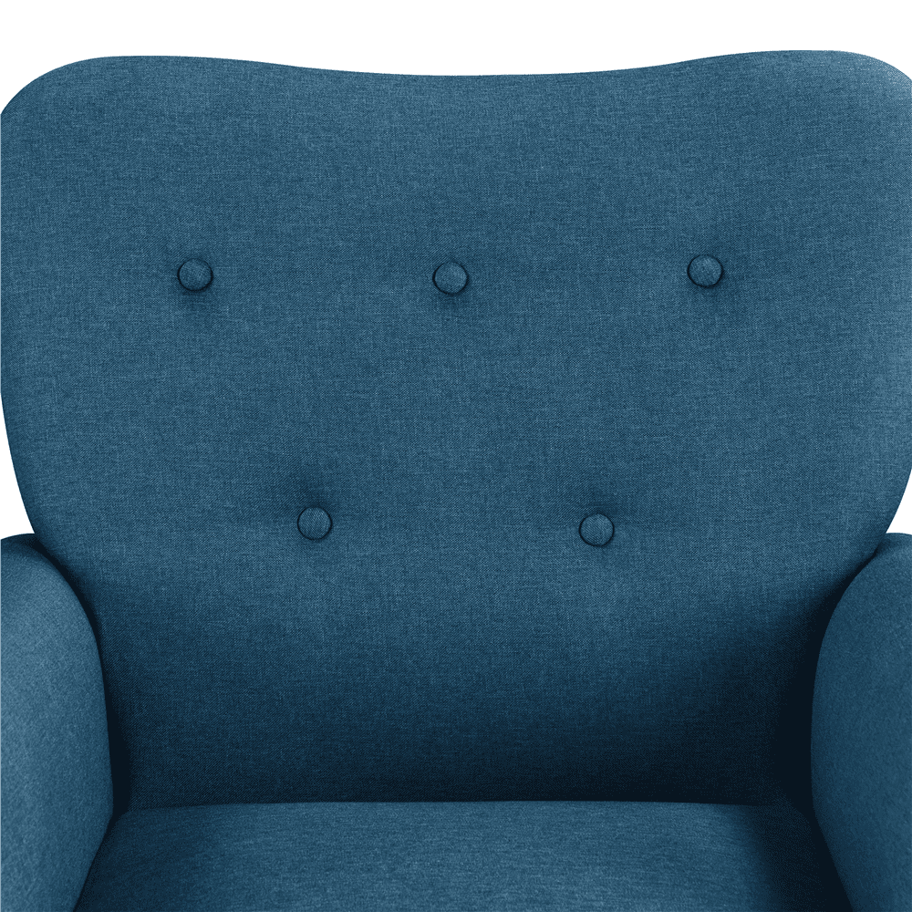 Alden Design Modern Upholstered Fabric Accent Chair with Wooden Legs for Living Room, Navy Blue