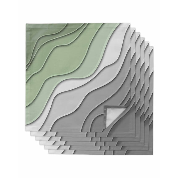 Sage Green Grey Ombre Cloth Napkins Washable Set of 6, Modern Abstract Art Aesthetics Reusable Dinner Table Napkins Cloth Bulk for Weddings Kitchen Restaurants Hotel Events Parties 20 x 20 Inch