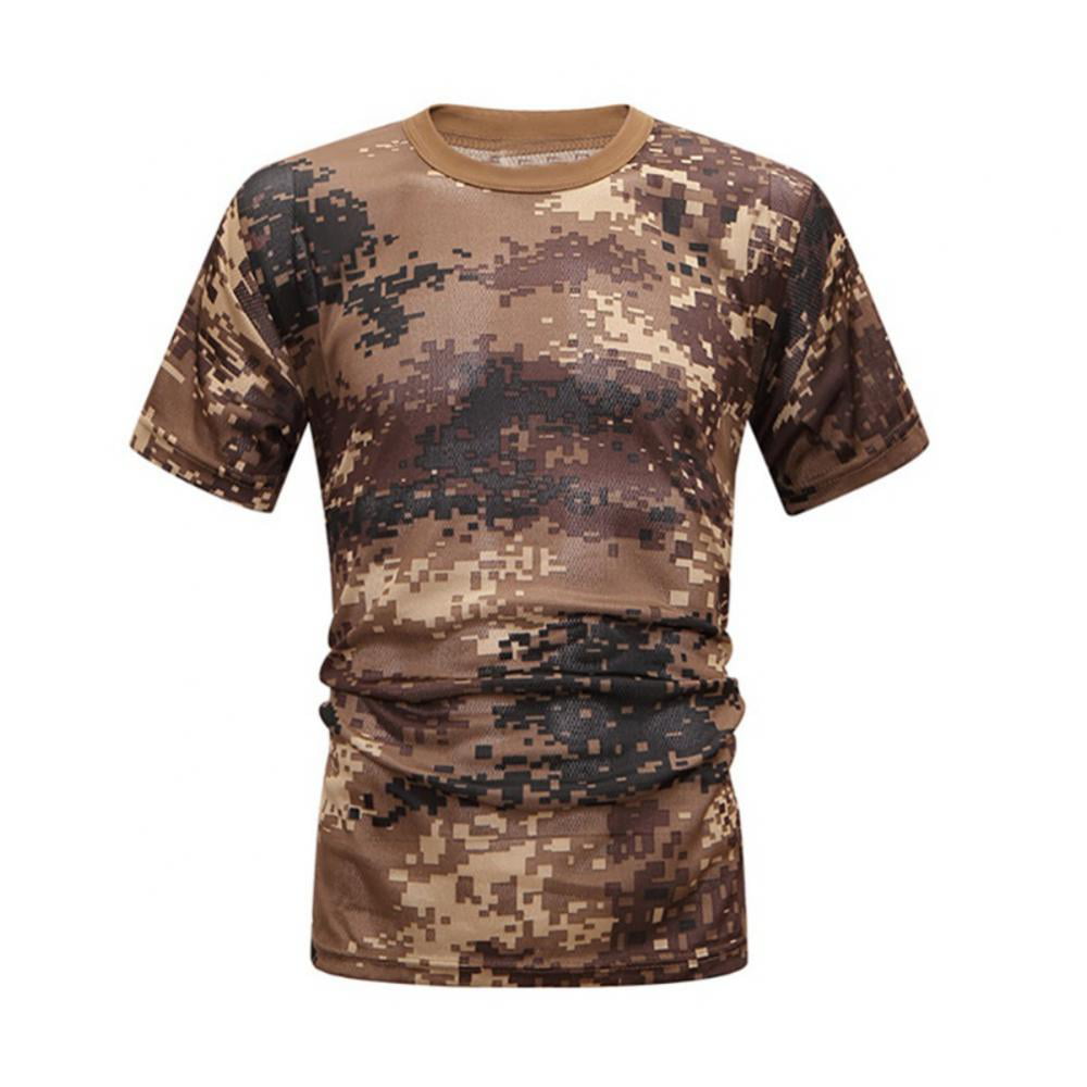 Mens Army Tactical Military Combat T-Shirts Short Sleeve Camouflage T-Shirts 