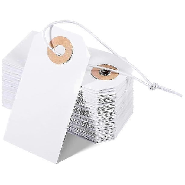 100 Pack Blank Tags With Elastic String Marking Hang Tags Attached 