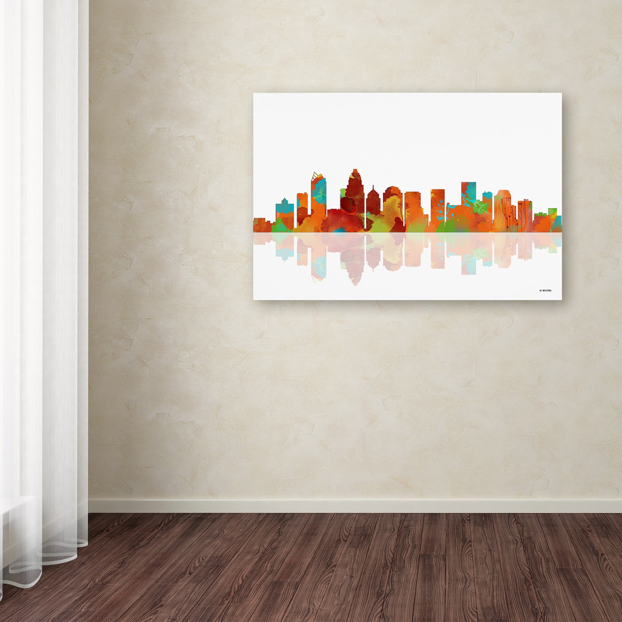 Trademark Fine Art "Charlotte North Carolina Skyline" Canvas Art by Marlene Watson