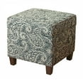 thumbnail image 2 of Benjara Paisley Pattern Fabric Upholstered Wooden Ottoman with Lift Off Top, Blue and Gray, 2 of 2