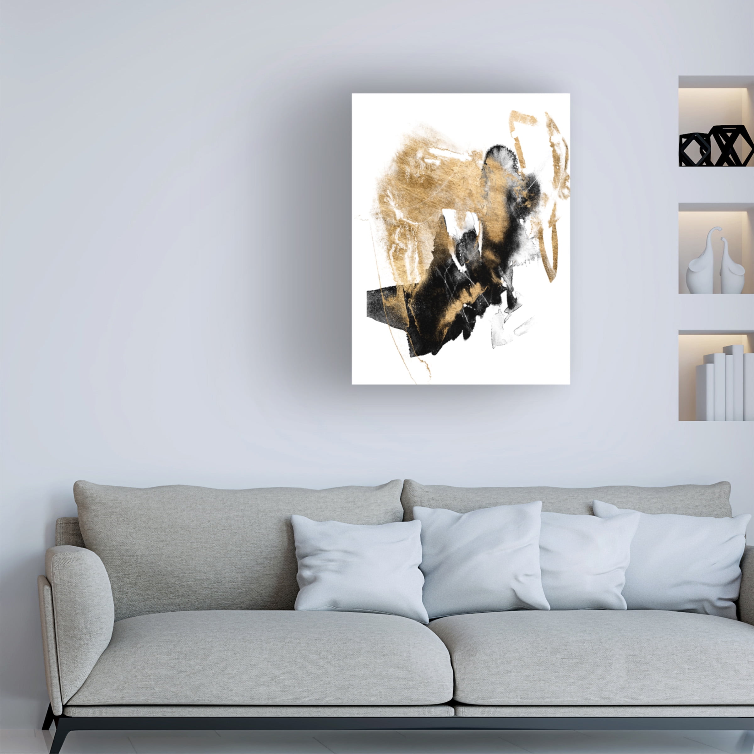 Jennifer Goldberger 'Black And Gold Splash I' Canvas Art