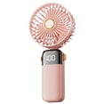 thumbnail image 2 of Portable Handheld Fan, USB 3 in 1 Multifunction Personal Travel Fan with Digital Display, 90° Foldable Desk Fan, 5 Speed Lash Fan for Makeup/Office, Pink, 2 of 7