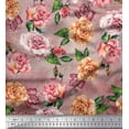 thumbnail image 1 of Soimoi Orange Japan Crepe Satin Fabric Leaves & Rose Flower Print Fabric by Yard 42 Inch Wide, 1 of 1
