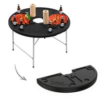 Creole Feast FT4804 Foldable 47-inch Round Crawfish Table, Seafood Table, Camping Table, Portable Table for Both Indoor & Outdoor Use, Black