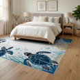 thumbnail image 3 of ODIKA 6'x9' Washable Area Rug Animals Turtle Starfish Nautical Ocean Border Motif Scattered for Dining Room, Under Table, Office Décor, Non-Slip Chair-Friendly, 3 of 7