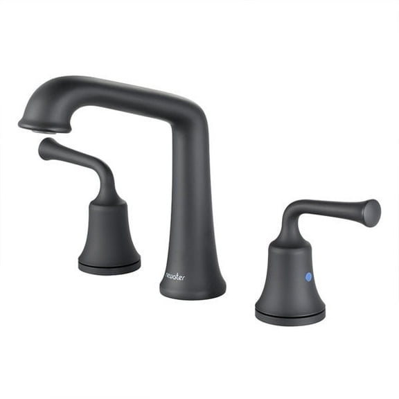 NEWATER Widespread 2-handle Bathroom Faucet with Drain Assembly, Matte Black