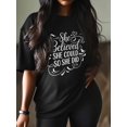 thumbnail image 3 of Women's T-Shirt She Believed She Could So Did Simplle Short Sleeve Casual Tee Classic Crew Neck T Shirt for Women Black, L, 3 of 7