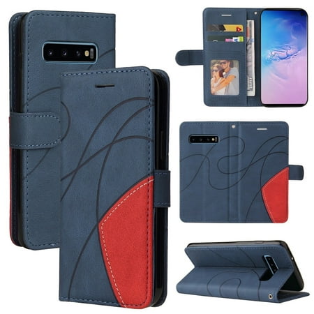Case for Samsung Galaxy S10 Leather Wallet Book Flip Folio Stand View Cover - Blue