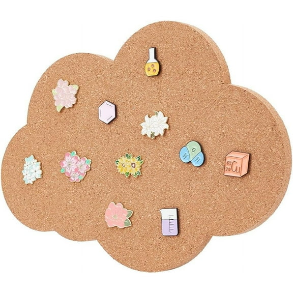 1pc Pin Display Cork Board Cloud Cork Brooch Board 0.5inch Thick Pin Board Wooden Bulletin Display Board Wall Mounted Cork Board for Brooch Pin Storage Office Home Decor 12x8.7Inch
