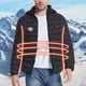 thumbnail image 2 of Blusa informal de manga larga con capucha para hombre, color liso, con cremallera, control de calor en 2 zonas, carga USB, poliéster, 2 of 7