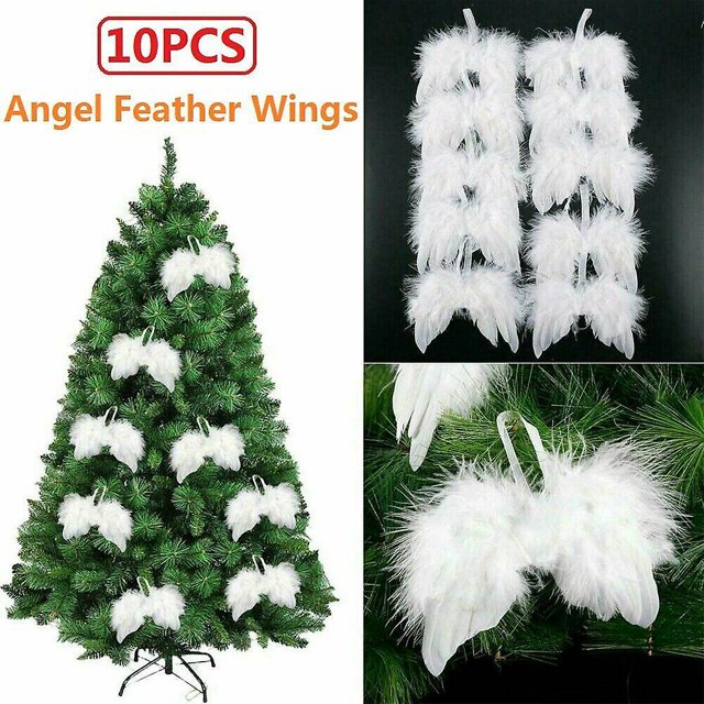 10 piezas Mini alas de plumas blancas de ángel para decoraciones navideñas Kuyhfg Bienvenido a Kuyhfg