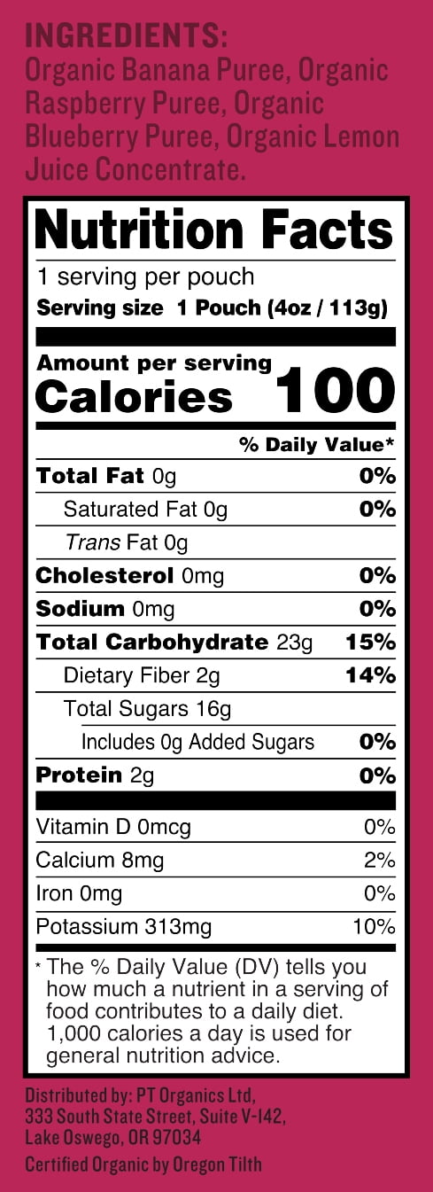 Peter Rabbit Organics Banana Raspberry & Blueberry Fruit Snack 4 oz Squeeze Pouch (pack of 10)