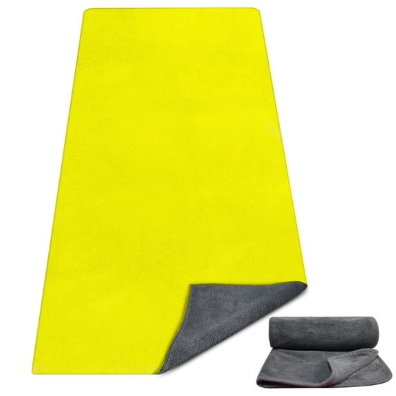 Yoga Mat Towel with Hand Towel, Extra Thick (600GSM) Soft Hot Yoga Towel, Non-Slip and Sweat Absorbent for Hot Yoga, Bikram, Pilates, and Fitness, 72" x 27.5", Dual-Color, Grey/Yellow