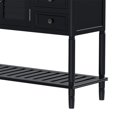 thumbnail image 5 of Narrow Console Table with 6 Drawers & 2 Shutter Doors & Bottom Shelf, Modern Solid Wood Accent Sideboard Buffet Storage Cabinet with Elegant Legs and Metal Handles, Living Room Sofa Side Table Black, 5 of 7